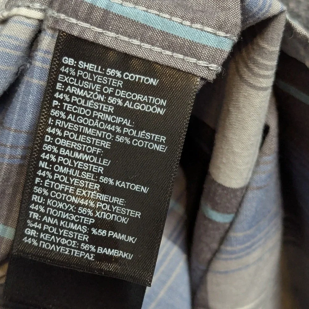 The North Face Mens XL Blue Grey Plaid Short Sleeve Button Up Shirt Logo Tag